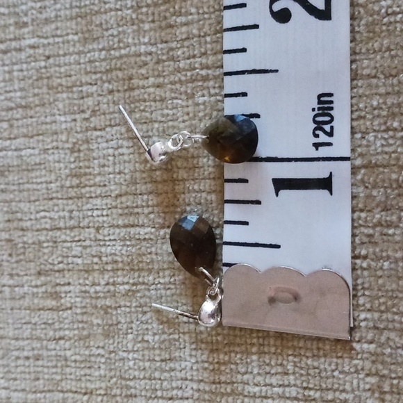 Silver Tone Topaz Faceted Tear Drop Post Earrings - Picture 3 of 6